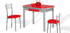 Mesa, sillas y taburetes